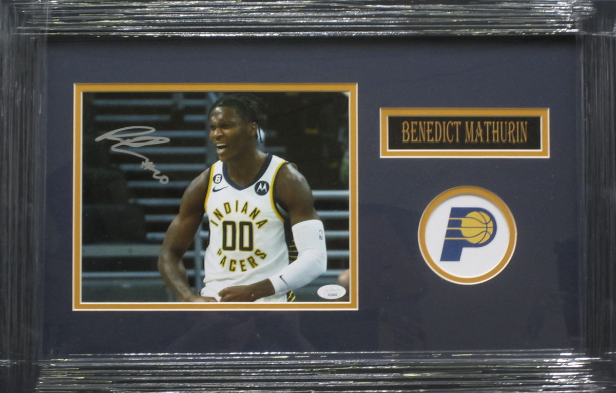 Indiana Pacers Benedict Mathurin ROOKIE AUTOGRAPH Hand Signed Autographed 8x10 Photo Framed & Matted with JSA COA