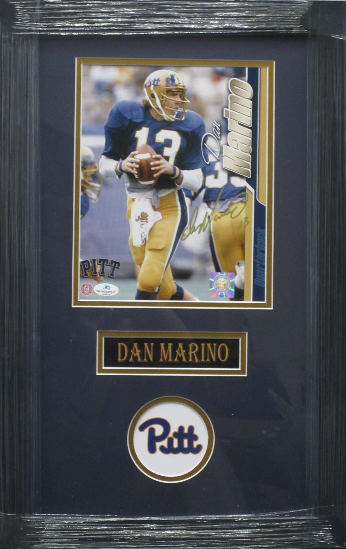 Pittsburgh Panthers Dan Marino Hand Signed Autographed 8x10 Photo Custom Framed & Matted with COA
