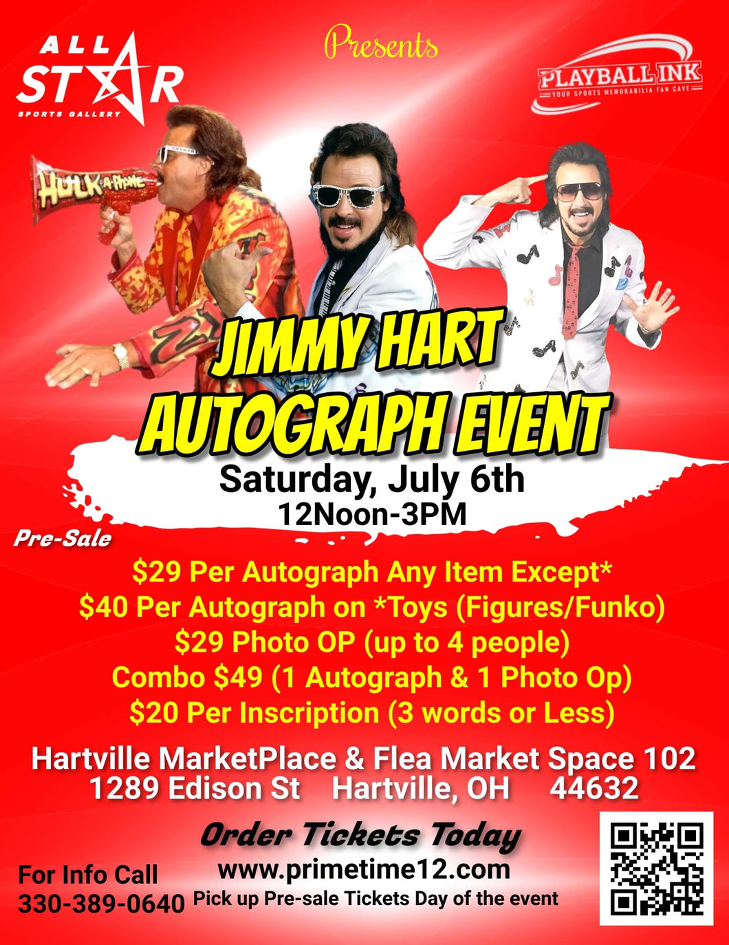 JIMMY HART (Wrestling) Pre-Sale ticket for autograph signing add on Inscription THIS IS NOT FOR AN AUTOGRAPH THIS IS TO HAVE HIM ADD SOMETHING EXTRA TO YOUR AUTOGRAPH (3 Words Max)