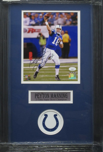 Indianapolis Colts Peyton Manning Hand Signed Autographed 8x10 Photo Framed & Matted with JSA COA