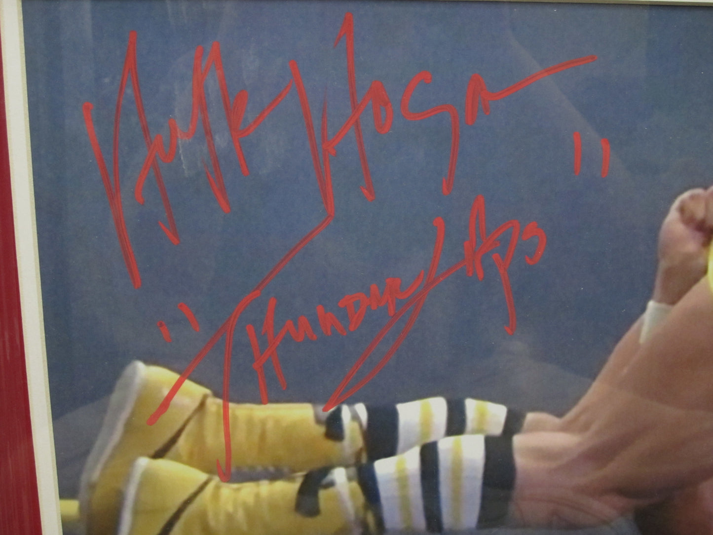 Rocky III "Thunder Lips" Hulk Hogan Hand Signed Autographed Panoramic Photo with "Thunder Lips" Inscription Framed & Matted with COA