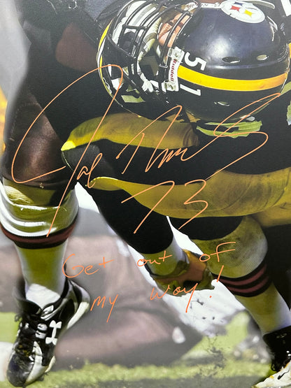 Cleveland Browns Joe Thomas Signed 30x40 Canvas with Get out of my way! Inscription with BECKETT COA
