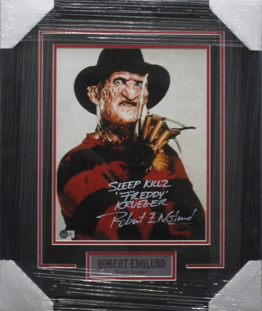 A Nightmare on Elm Street "Freddy Krueger" Robert England Hand Signed Autographed 11x14 Photo with SLEEP KILLZ & 'FREDDY KRUEGER' Inscriptions Custom Framed & Matted with BECKETT COA