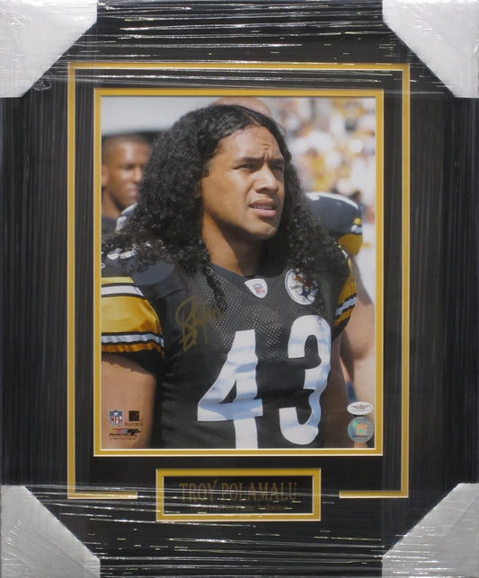 Pittsburgh Steelers Troy Polamalu Hand Signed Autographed 11x14 Photo Framed & Matted with JSA COA
