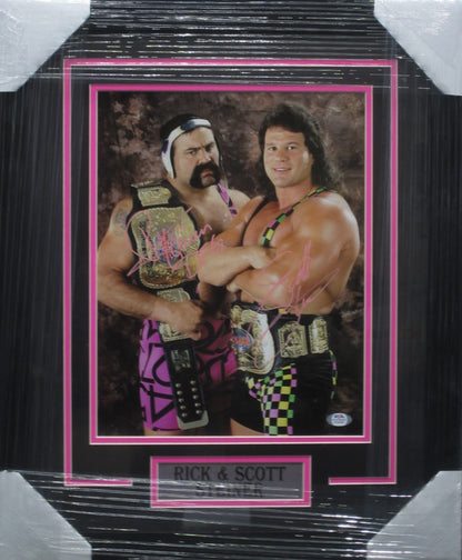 American Wrestling Tag Team Steiner Brothers Dual Hand Signed Autographed 11x14 Photo Framed & Matted with PSA COA