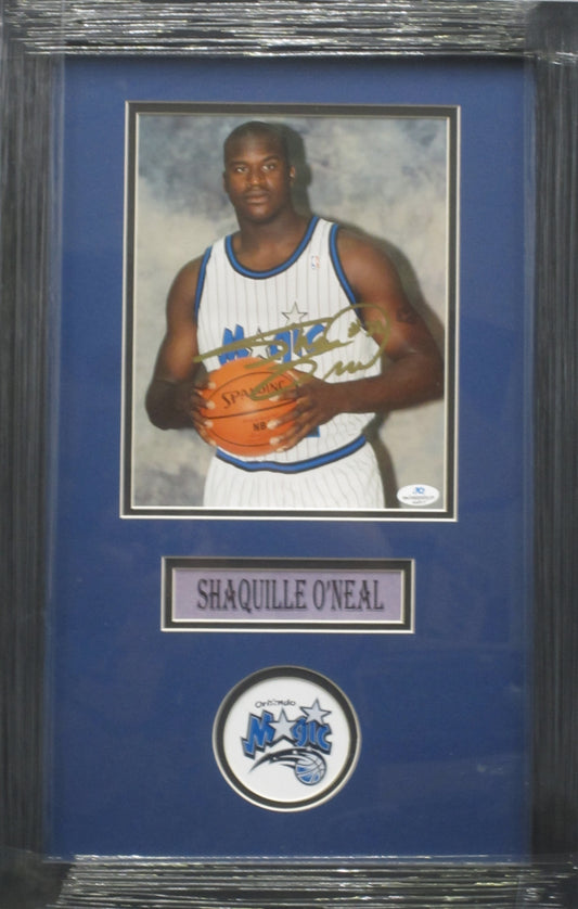 Orlando Magic Shaquille O'Neal Hand Signed Autographed 8x10 Photo Custom Framed & Matted with COA
