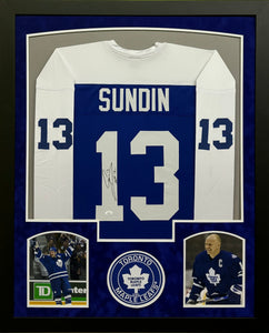 Toronto Maple Leafs Mats Sundin Signed Custom Blue Jersey Framed & Suede Matted with JSA COA