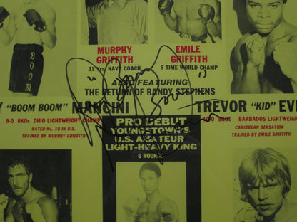 American Boxer Ray "Boom Boom" Mancini Hand Signed Autographed Vintage Used Fight Night Poster Framed & Matted with JSA COA