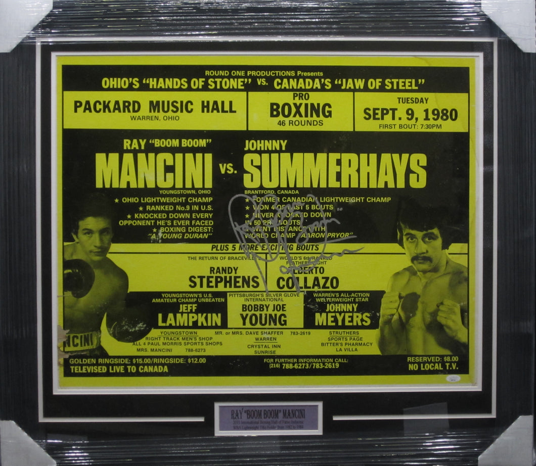 Ray Mancini SIGNED Framed Fight Night Poster JSA COA VINTAGE USED