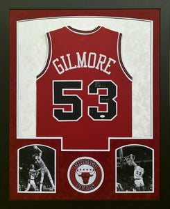 Chicago Bulls Artis Gilmore Signed Custom Red Jersey with HOF 2011 Inscription Framed & Suede Matted with JSA COA