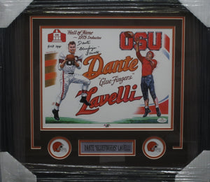 Cleveland Browns / Ohio State Buckeyes Dante Lavelli Signed 11x14 Lithograph with "Gluefingers" & HOF 1975 Inscriptions Framed & Matted with COA