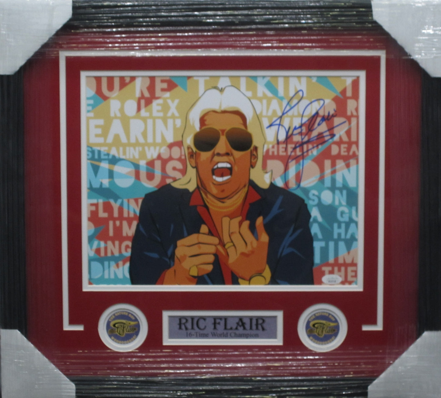 American Professional Wrestler Ric Flair Hand Signed Autographed 11x14 Photo Framed & Matted with JSA COA