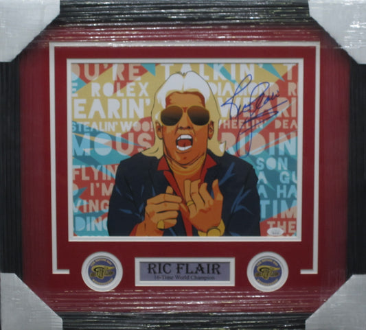 American Professional Wrestler Ric Flair Hand Signed Autographed 11x14 Photo Framed & Matted with JSA COA