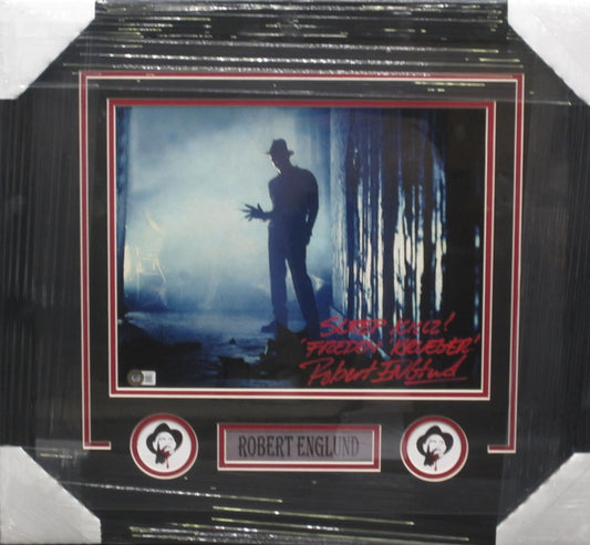 A Nightmare on Elm Street "Freddy Krueger" Robert England Hand Signed Autographed 11x14 Photo with SLEEP KILLZ! & FREDDY KRUEGER! Inscriptions Custom Framed & Matted with BECKETT COA