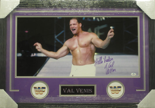 Canadian Professional Wrestler Val Venis Hand Signed Autographed Panoramic Photo with Hello Ladies Inscription Framed & Matted with COA