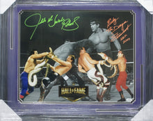 Load image into Gallery viewer, American Professional Wrestlers Jake &quot;The Snake&quot; Roberts &amp; Ricky &quot;The Dragon&quot; Steamboat Dual Hand Signed Autographed 16x20 Photo with HOF 2009 Ricky Steamboat Inscription Framed &amp; Matted with COA