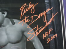 Load image into Gallery viewer, American Professional Wrestlers Jake &quot;The Snake&quot; Roberts &amp; Ricky &quot;The Dragon&quot; Steamboat Dual Hand Signed Autographed 16x20 Photo with HOF 2009 Ricky Steamboat Inscription Framed &amp; Matted with COA