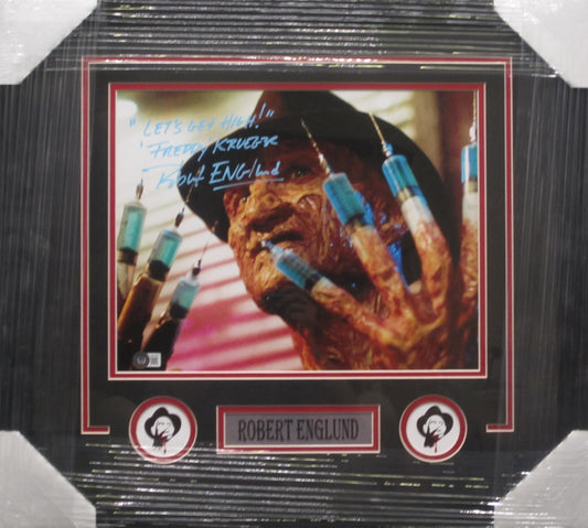 A Nightmare on Elm Street "Freddy Krueger" Robert Englund Hand Signed Autographed 11x14 Photo with "LET'S GET HIGH!" & FREDDY KRUEGER Inscriptions Custom Framed & Matted with BECKETT COA