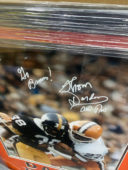 Cleveland Browns Thom Darden Hand Signed Autographed 16x20 Photo with Go Browns! & All-Pro Inscriptions Framed & DAWG POUND Suede Matted with COA