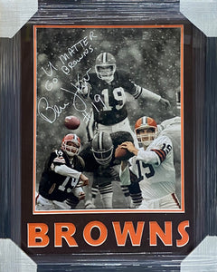 Cleveland Browns Bernie Kosar Signed 16x20 Photo with U MATTER & GO BROWNS Inscriptions Framed & BROWNS Matted with COA