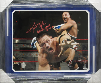 American Professional Wrestler Kurt Angle Hand Signed Autographed 16x20 Photo with WWE HOF 2017 Inscription Framed & Suede Matted with COA