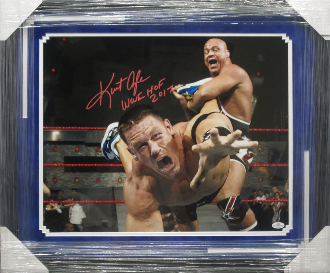 American Professional Wrestler Kurt Angle Hand Signed Autographed 16x20 Photo with WWE HOF 2017 Inscription Framed & Suede Matted with COA