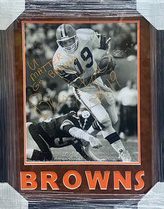 Cleveland Browns Bernie Kosar Signed 16x20 Photo with U MATTER & GO BROWNS Inscriptions Framed & BROWNS Suede Matted with COA