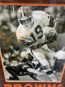 Cleveland Browns Bernie Kosar Signed 16x20 Photo with U MATTER & GO BROWNS Inscriptions Framed & BROWNS Suede Matted with COA