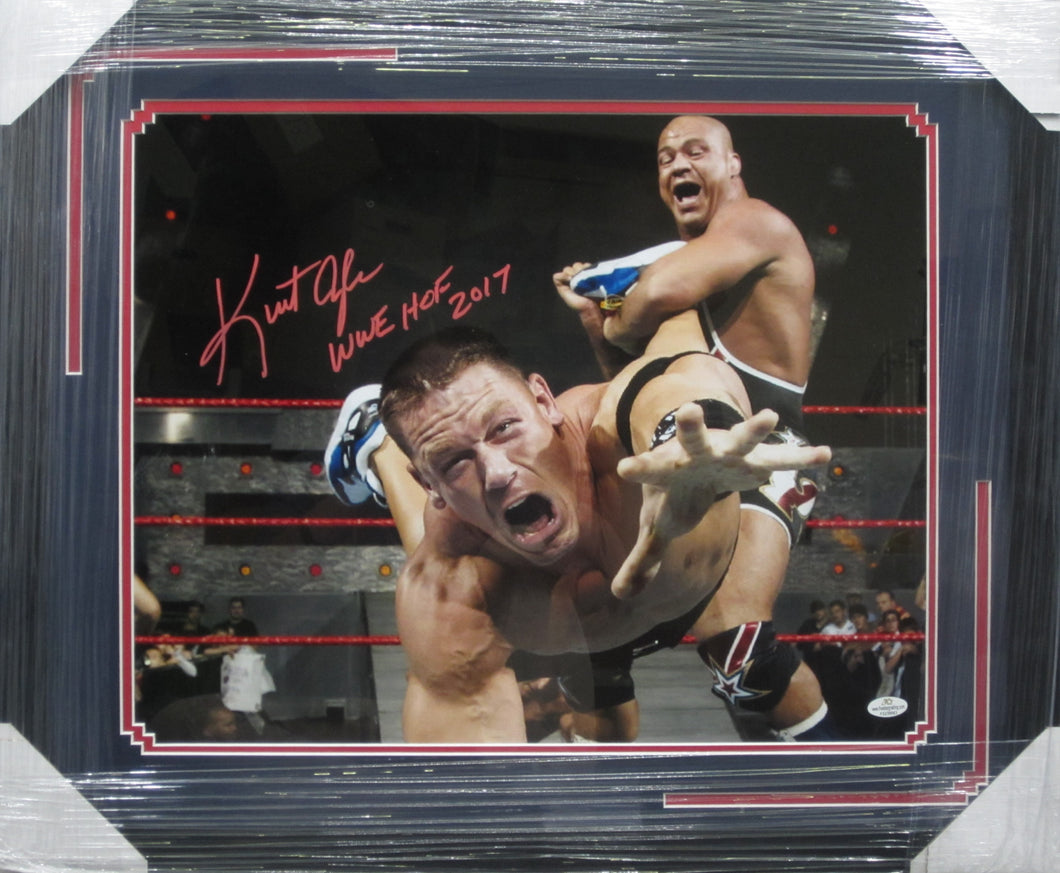 American Professional Wrestler Kurt Angle Hand Signed Autographed 16x20 Photo with WWE HOF 2017 Inscription Framed & Matted with COA