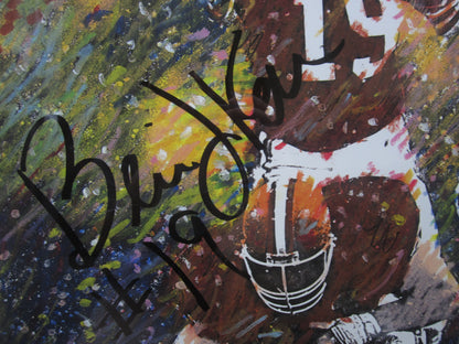 Cleveland Browns Bernie Kosar Hand Signed Autographed Large Lithograph Print (Jersey Frame Size) Framed & Matted with PLAYER COA