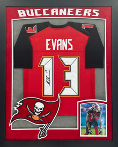 Tampa Bay Buccaneers Mike Evans Hand Signed Autographed Custom Jersey Framed and Double Suede Matted with XL 3D Logo & Team Name Cutout JSA COA