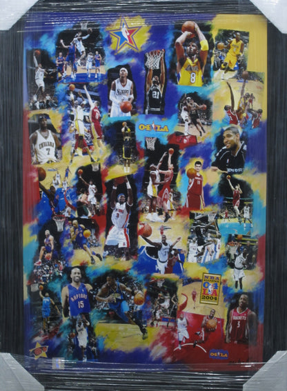 2004 NBA All Stars Canvas Collage (Jersey Frame Size) Framed & Matted with NBA COA