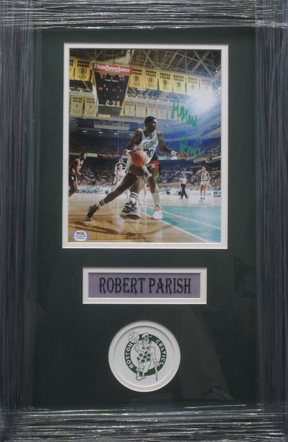 Boston Celtics Robert Parish Hand Signed Autographed 8x10 Photo Custom Framed & Matted with PSA COA