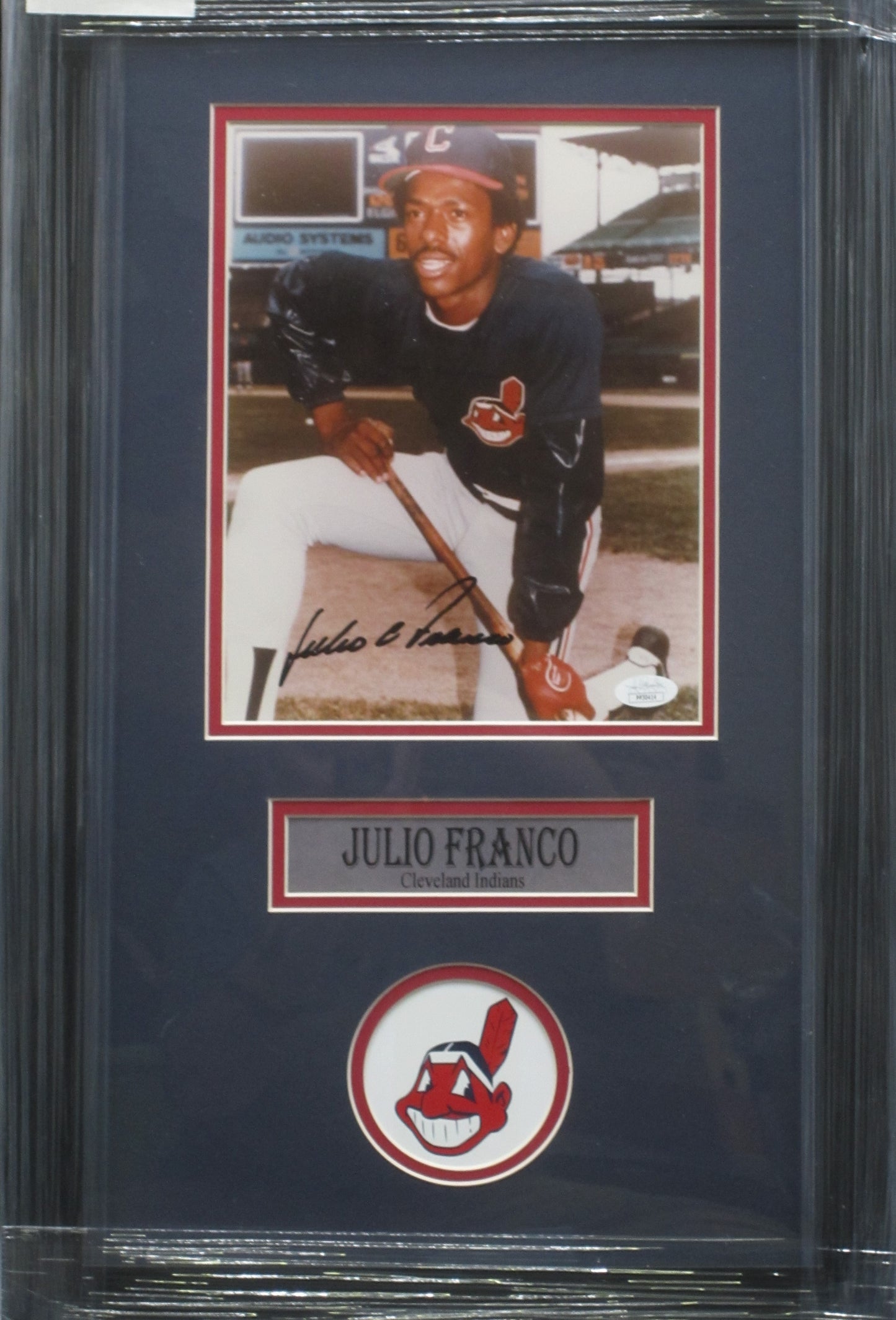 Cleveland Indians Julio Franco Hand Signed Autographed 8x10 Photo Framed & Matted with JSA COA