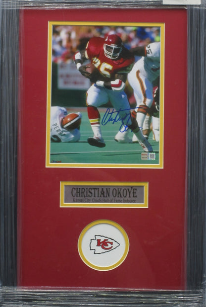 Kansas City Chiefs Christian Okoye Hand Signed Autographed 8x10 Photo Custom Framed & Matted with COA