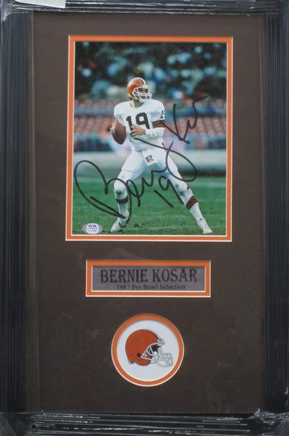 Cleveland Browns Bernie Kosar Hand Signed Autographed 8x10 Photo Framed & Matted with PSA COA