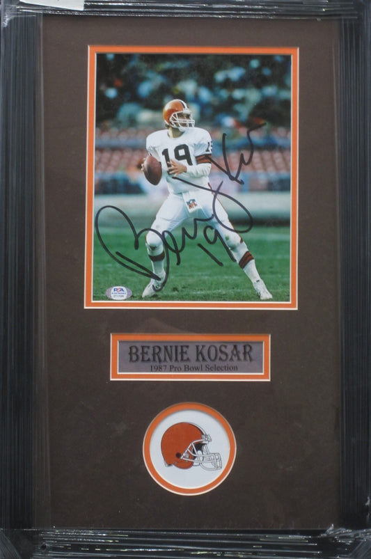Cleveland Browns Bernie Kosar Hand Signed Autographed 8x10 Photo Framed & Matted with PSA COA
