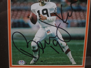 Cleveland Browns Bernie Kosar Signed 8x10 Photo Framed & Matted with PSA COA