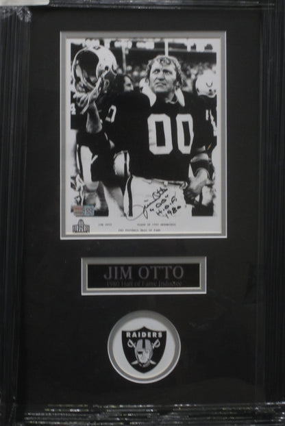 Oakland Raiders Jim Otto Hand Signed Autographed 8x10 Photo with H.O.F 1980 Inscription Framed & Matted with COA