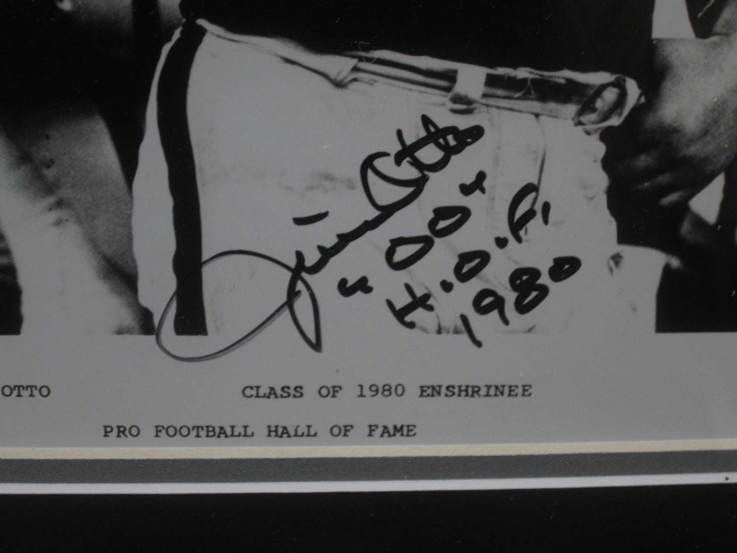 Oakland Raiders Jim Otto Hand Signed Autographed 8x10 Photo with H.O.F 1980 Inscription Framed & Matted with COA