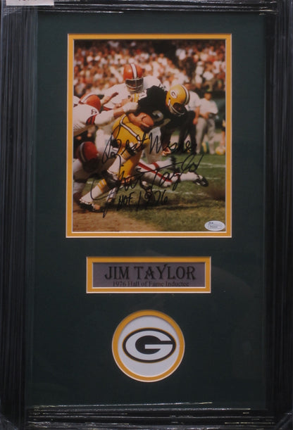 Green Bay Packers Jim Taylor Hand Signed Autographed 8x10 Photo Framed & Matted with JSA COA