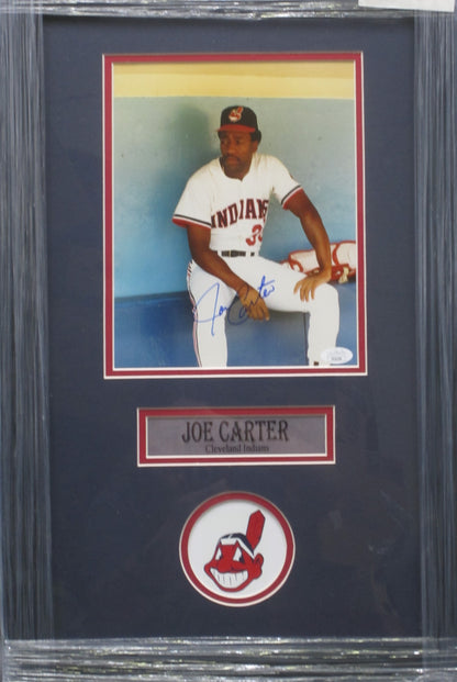 Cleveland Indians Joe Carter Hand Signed Autographed 8x10 Photo Framed & Matted with JSA COA