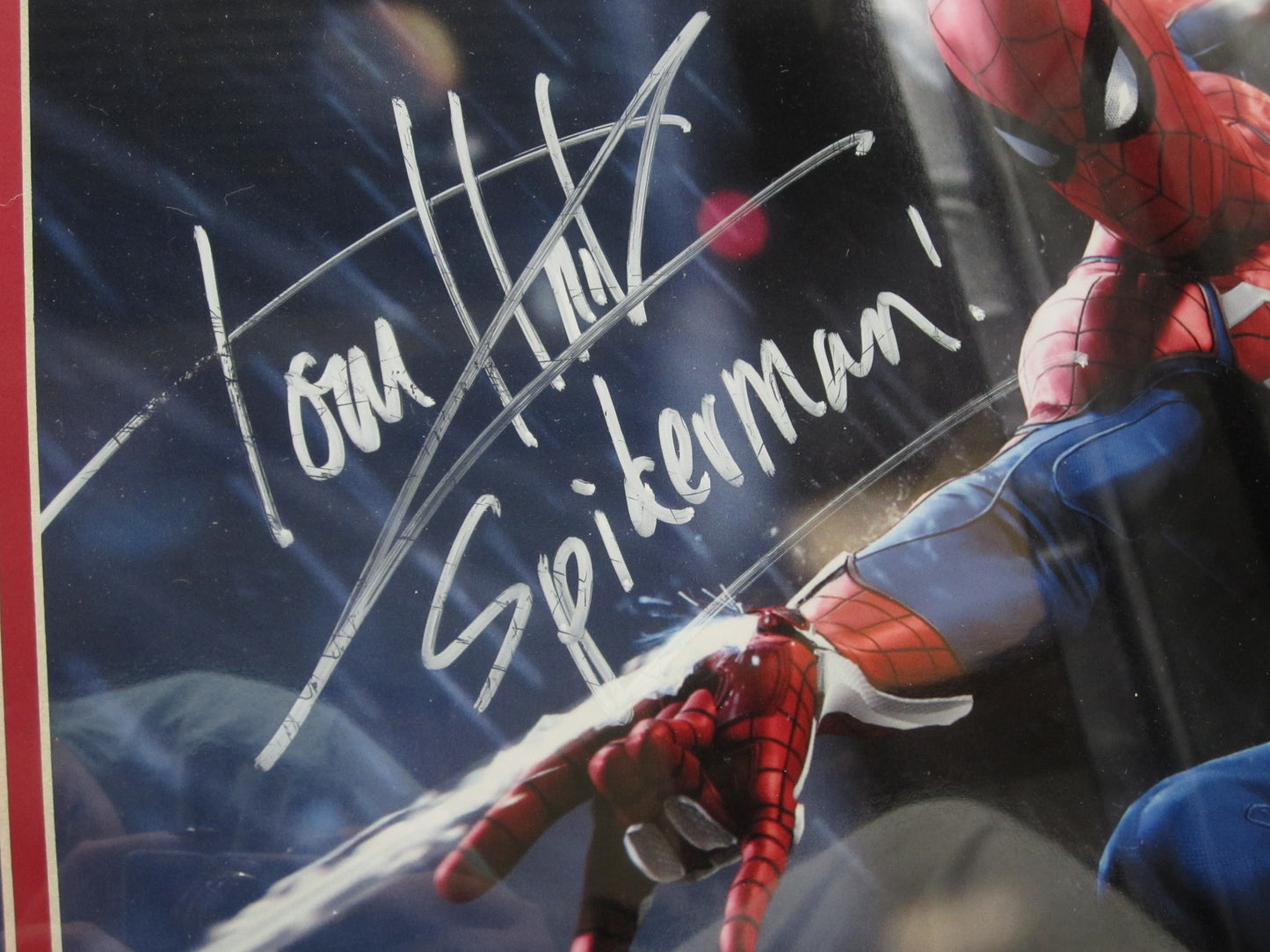Spider-Man Movie Series "Peter Parker" Tom Holland Hand Signed Autographed 11x17 Photo with Spiderman! Inscription Framed & Matted with COA