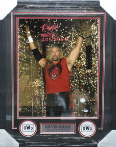 American Professional Wrestler Kevin Nash Signed 16x20 Photo with WOLFPAC & H.O.F 2015-20 Inscriptions Framed & Matted with PSA COA