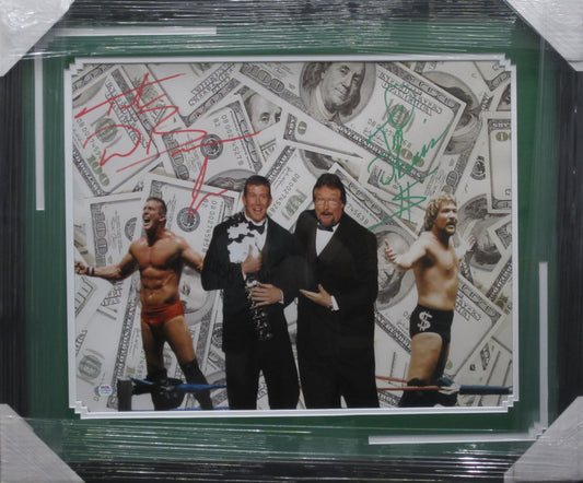 American Professonal Wrestlers "Million Dollar Man" Ted DiBiase & Ted DiBiase Jr. Dual Hand Signed Autographed 16x20 Photo Framed & Matted with PSA COA