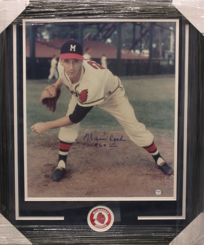 Milwaukee Braves Warren Spahn Hand Signed Autographed 16x20 Photo with 363 Wins Inscription Framed & Matted with PSA COA