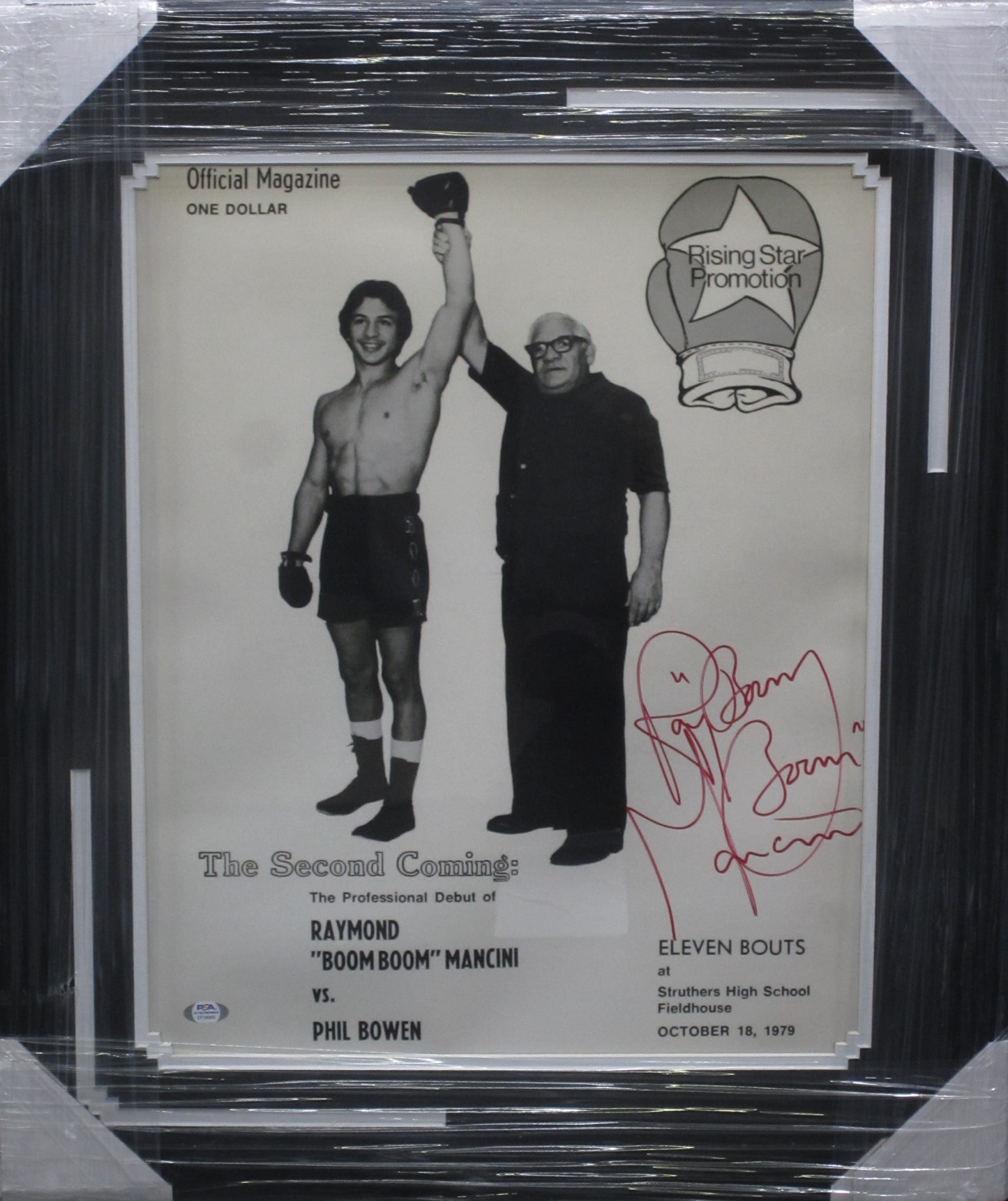American Boxer Ray "Boom Boom" Mancini Hand Signed Autographed 16x20 Fight Night Poster Framed & Matted with PSA COA