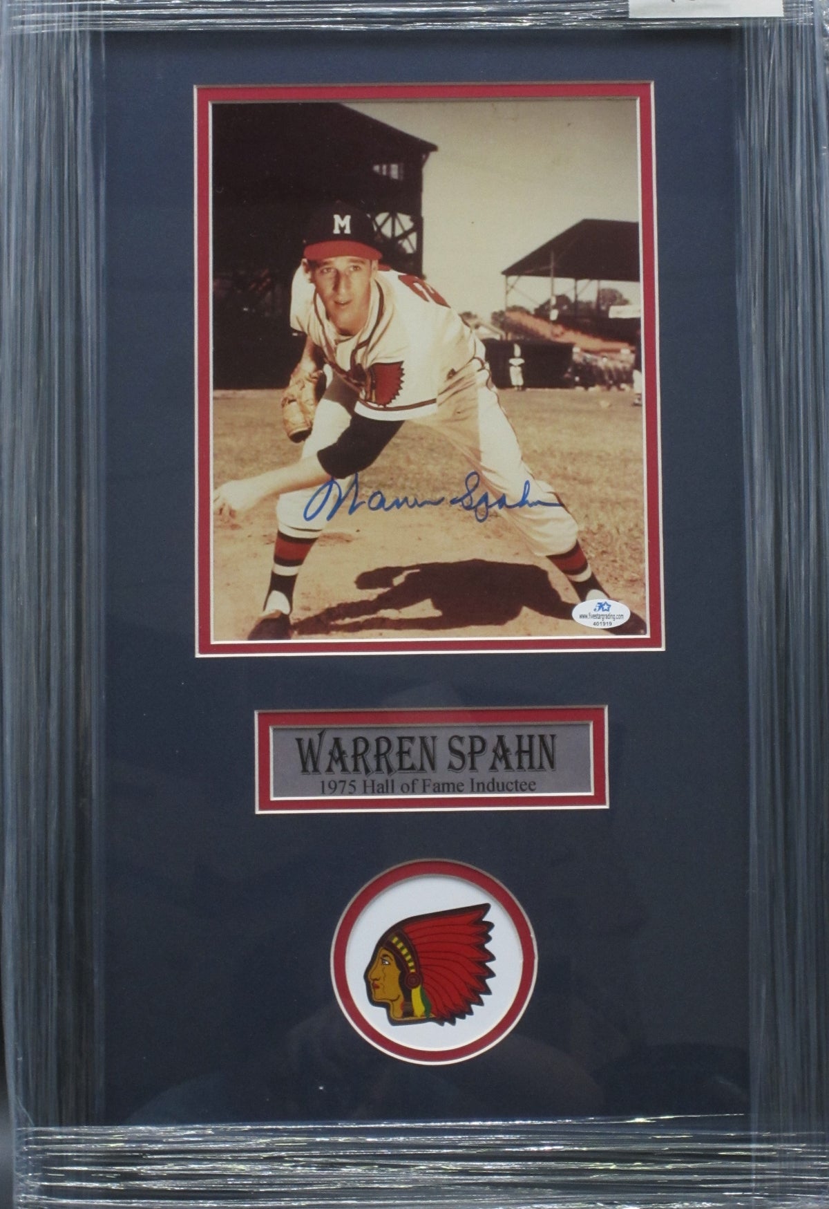 Milwaukee Braves Warren Spahn Hand Signed Autographed 8x10 Photo Custom Framed & Matted with COA