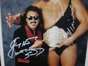American Professional Wrestler The Giant & WWE Manager Jimmy Hart Dual Signed 8x10 Photo with Mouth of South Jimmy Hart Inscription Framed & Matted with COA