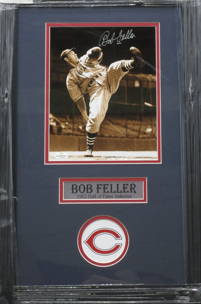 Cleveland Indians Bob Feller Signed 8x10 Photo Framed & Matted with COA